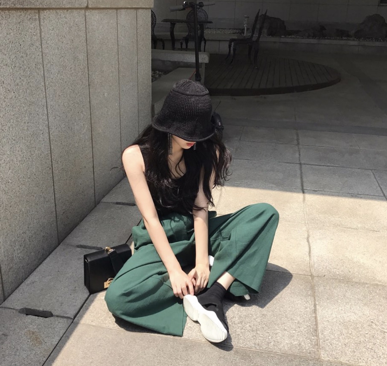 男女兼用 ブラック リングデコレーション バケハ 帽子 韓国 通販